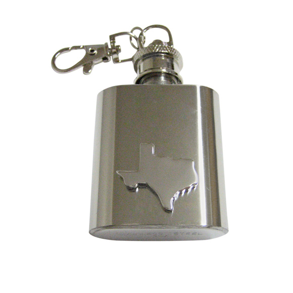Texas State Map Shape Keychain Flask - Picture 1 of 1